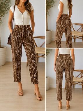 Mauve by Anthropologie | Retro Geometric Mod Slim Trouser Pants | Size 12-14